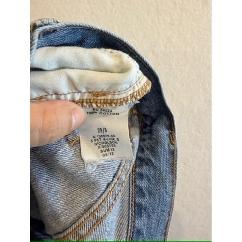 Gap‎ Denim Mini Skirt Women 29/8 Blue Distressed A-Line Raw Hem - Picture 5 of 9